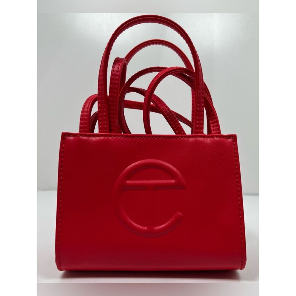 Telfar Small Red Shopping Bag Tote vegan leather party